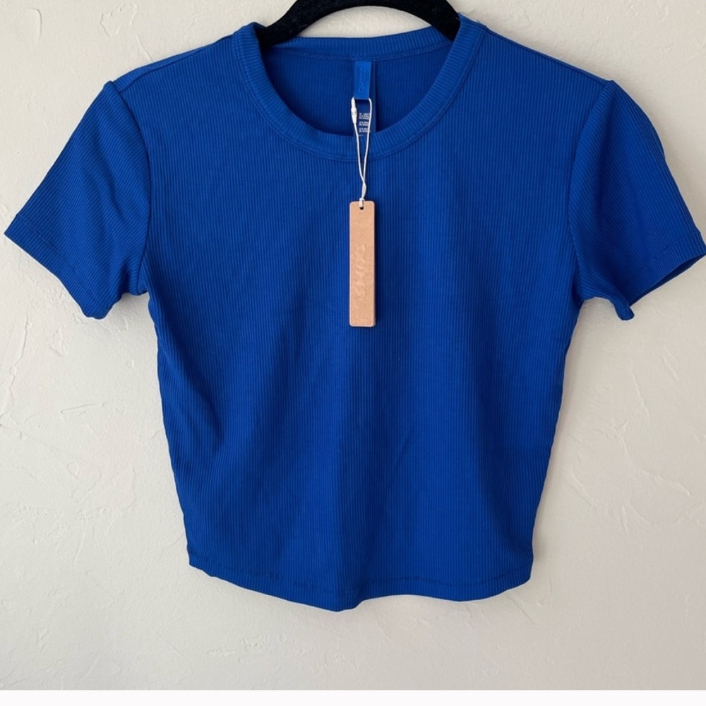 Skims soft lounge cropped tshirt cobalt blue medium